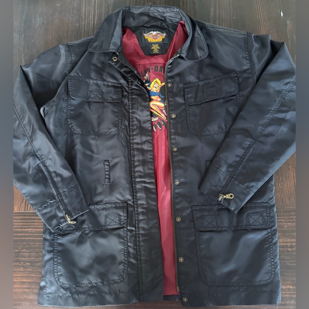 Harley-Davidson Black Field Jacket with Patch Pockets Small